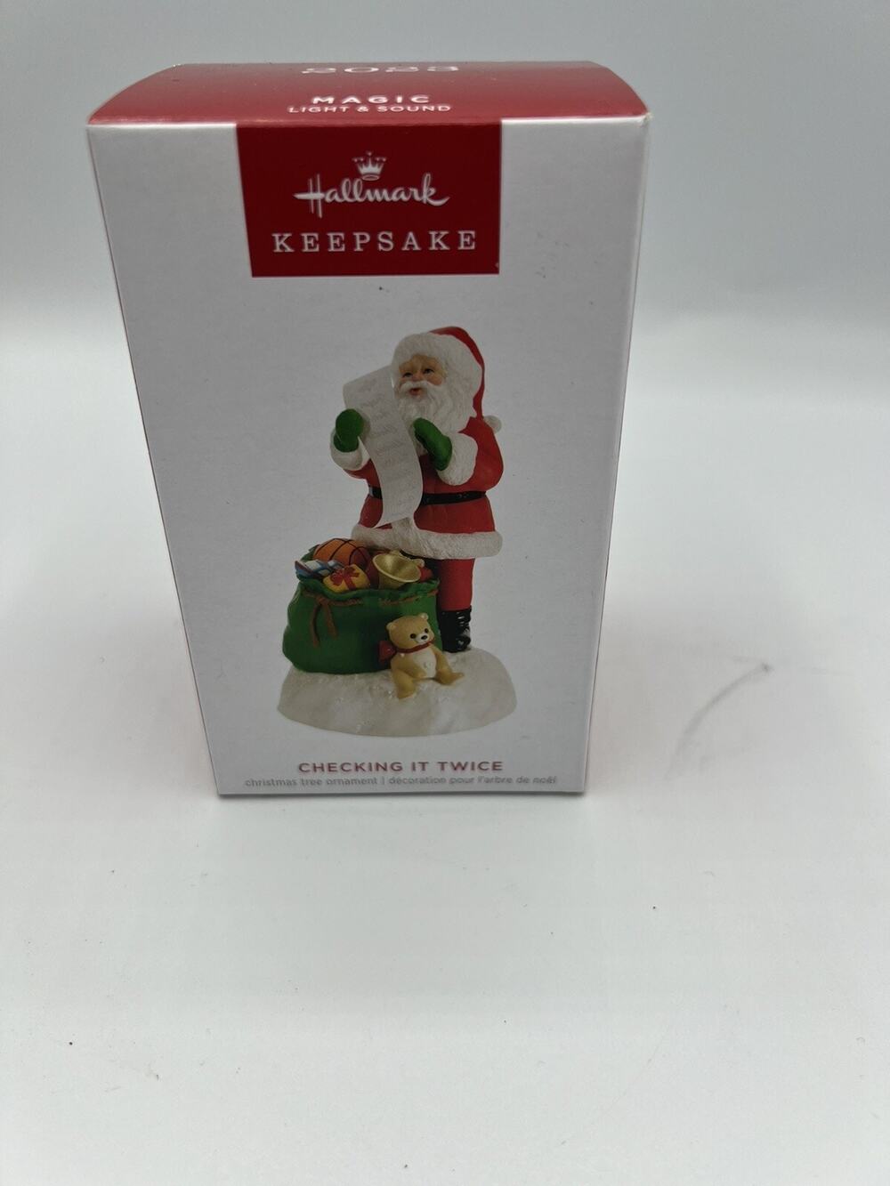 2023 Hallmark Keepsake Checking It Twice Magic Ornament NIB Light & Sound